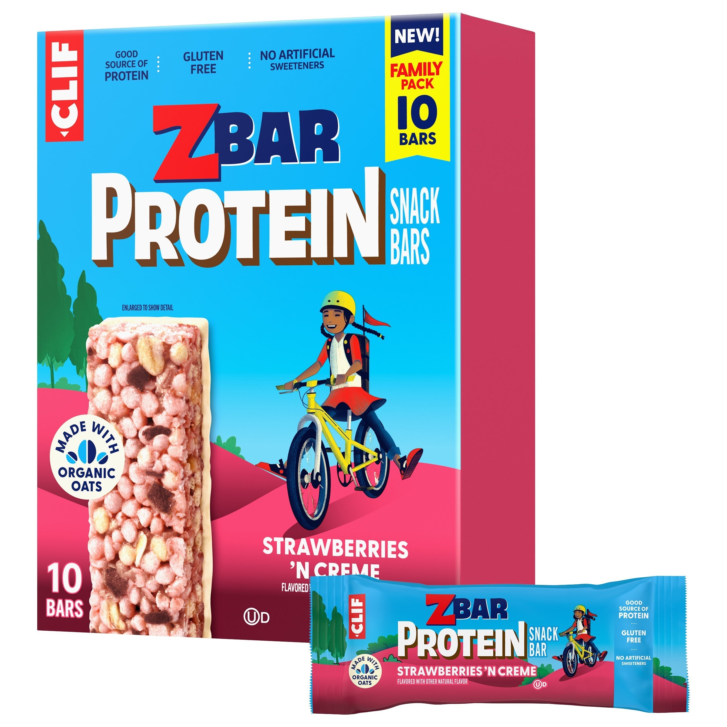 Protein Strawberries 'N Creme Crispy Snack Bars, Gluten Free Protein Bars A5