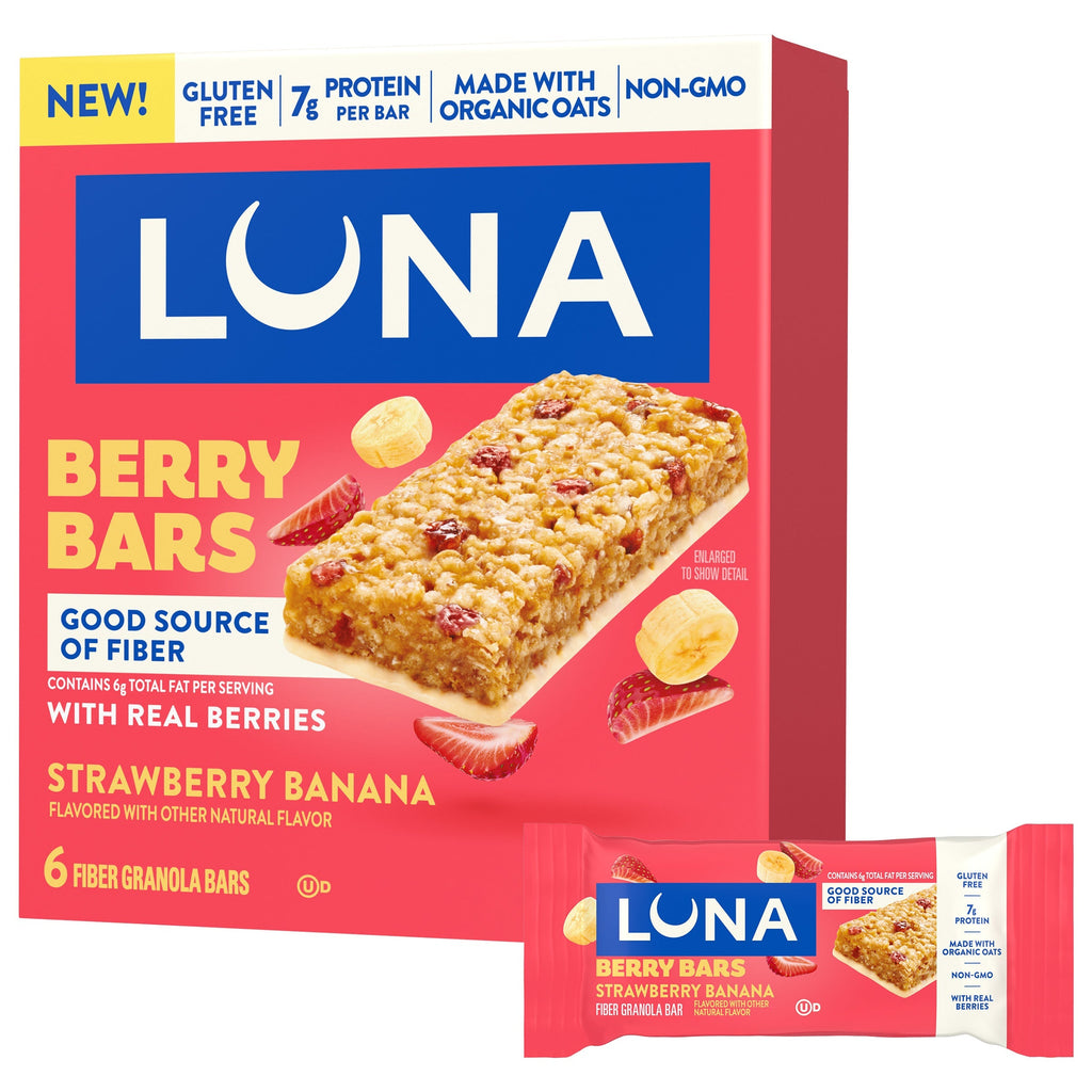 Berry Bars Strawberry Banana Flavor Gluten Free Snack Bars, Non-GMO Protein Bars U7