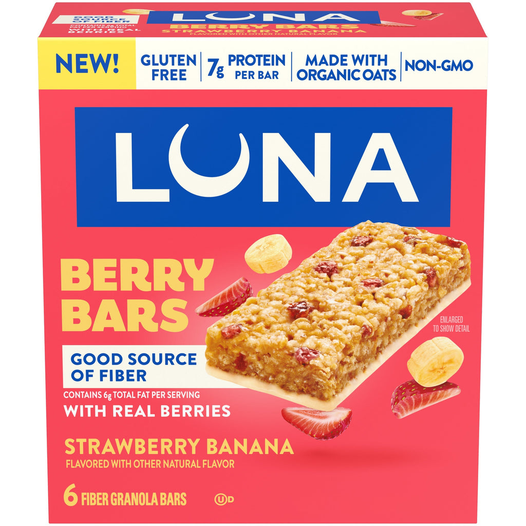 Berry Bars Strawberry Banana Flavor Gluten Free Snack Bars, Non-GMO Protein Bars U7