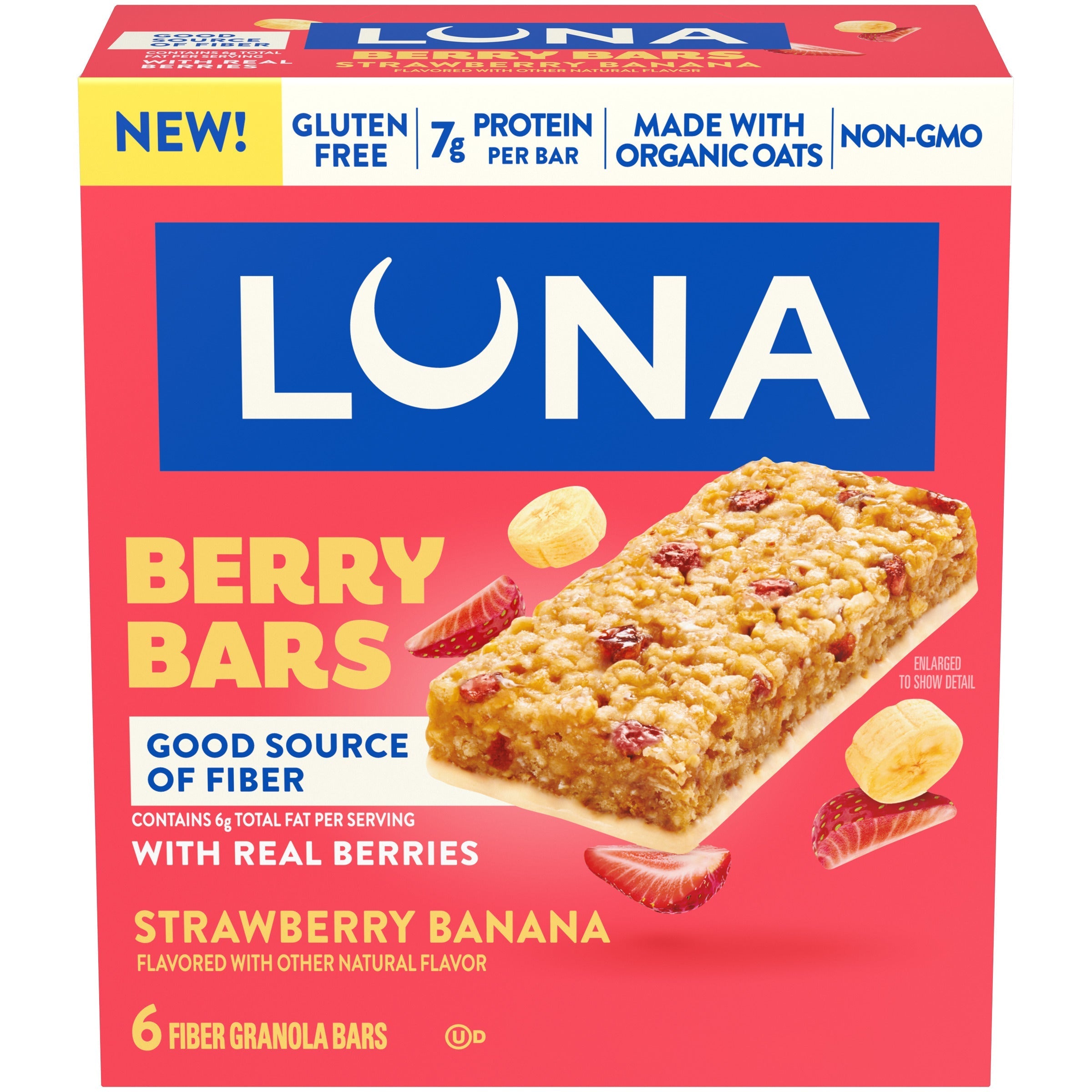 Berry Bars Strawberry Banana Flavor Gluten Free Snack Bars, Non-GMO Protein Bars U7