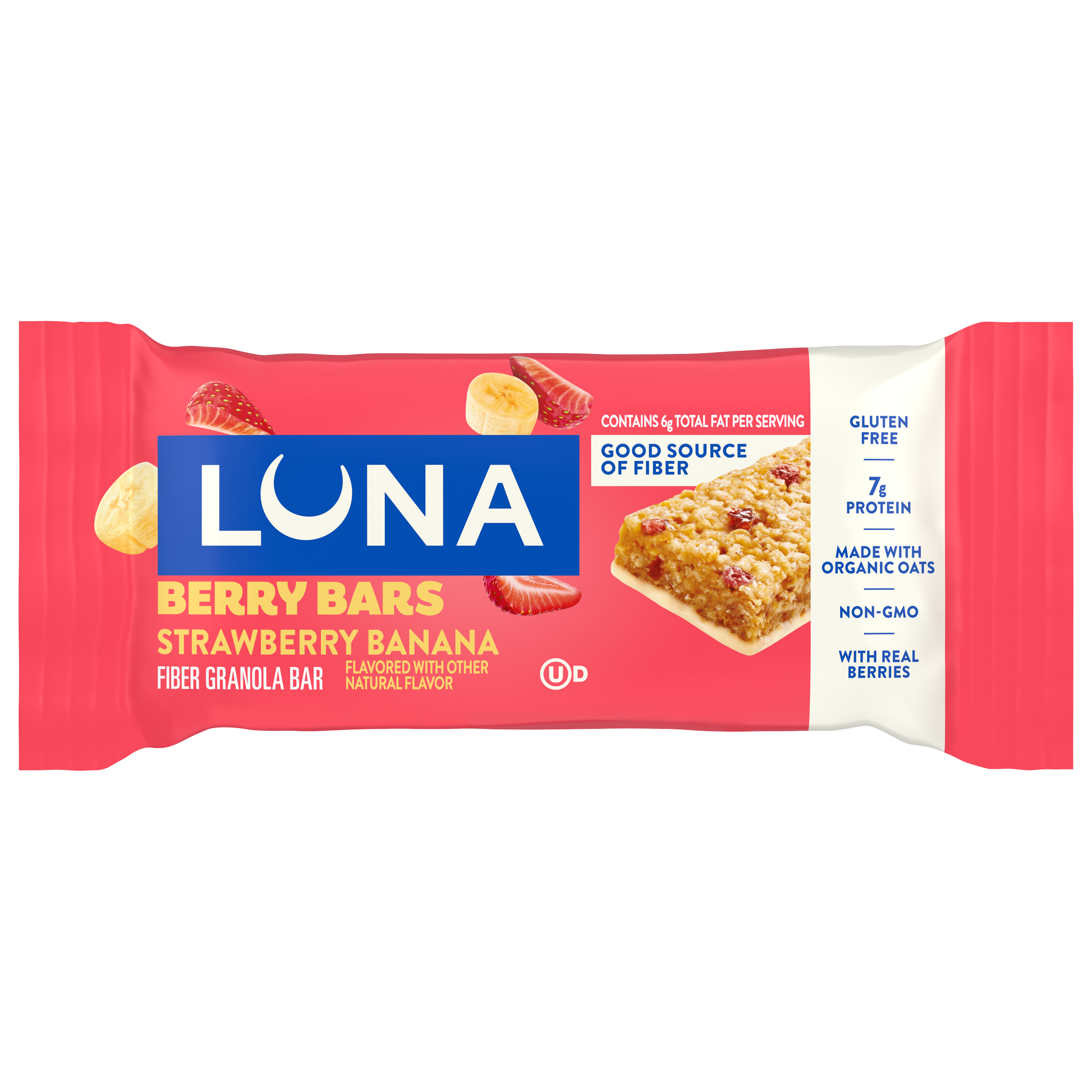 Berry Bars Strawberry Banana Flavor Gluten Free Snack Bars, Non-GMO Protein Bars U7