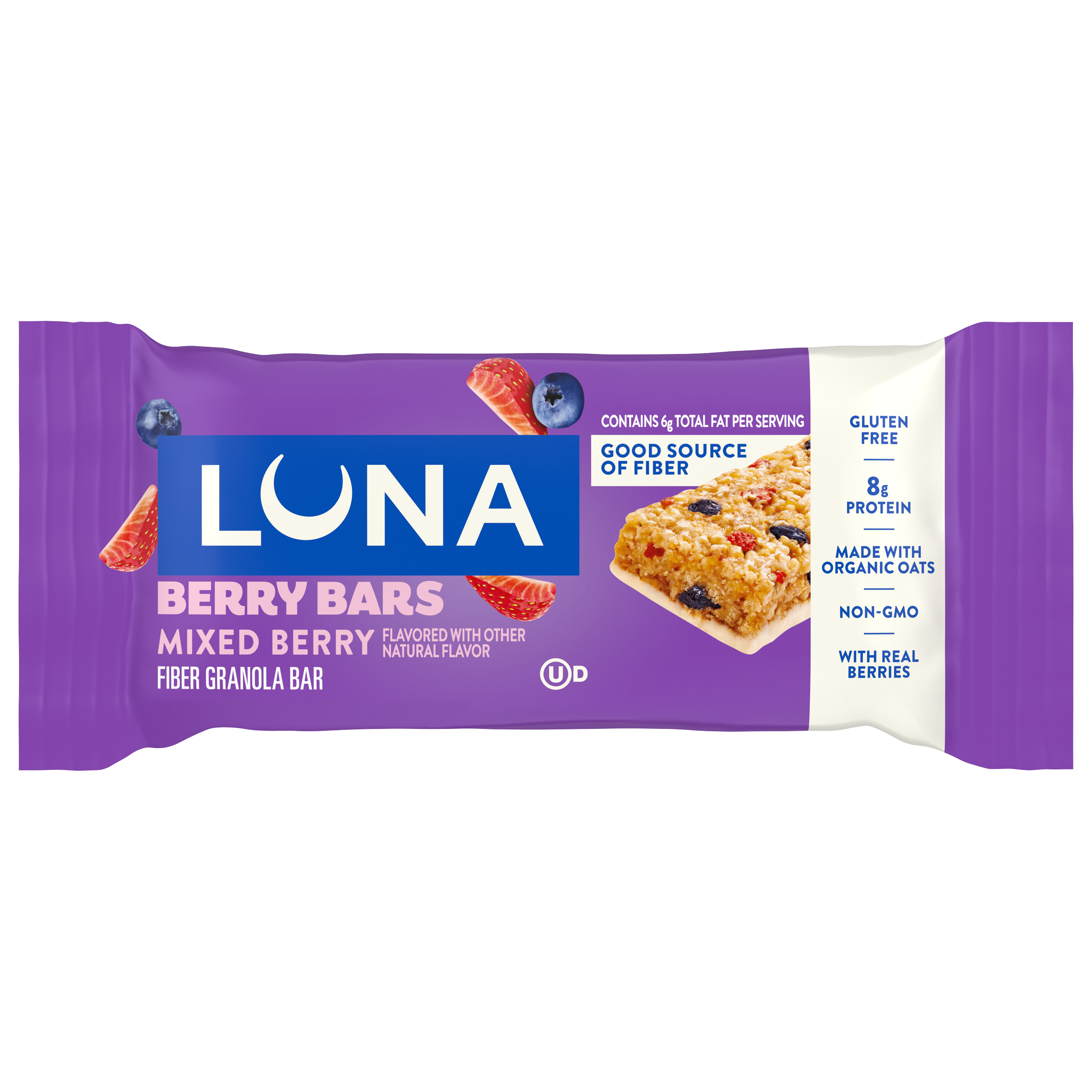 Berry Bars Mixed Berry Flavor Gluten Free Snack Bars, Non-GMO Protein Bars W5