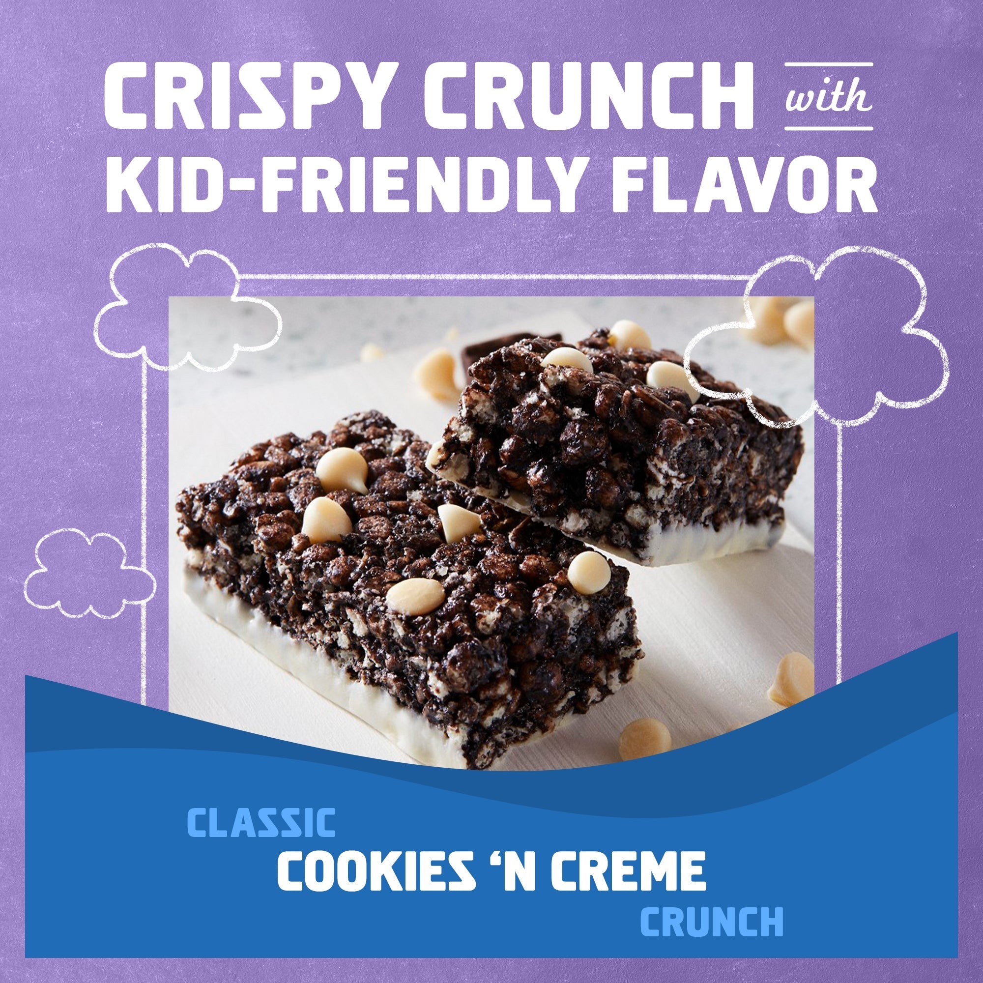 Protein Cookies 'N Creme Crispy Snack Bars, Gluten Free Protein Bars B8