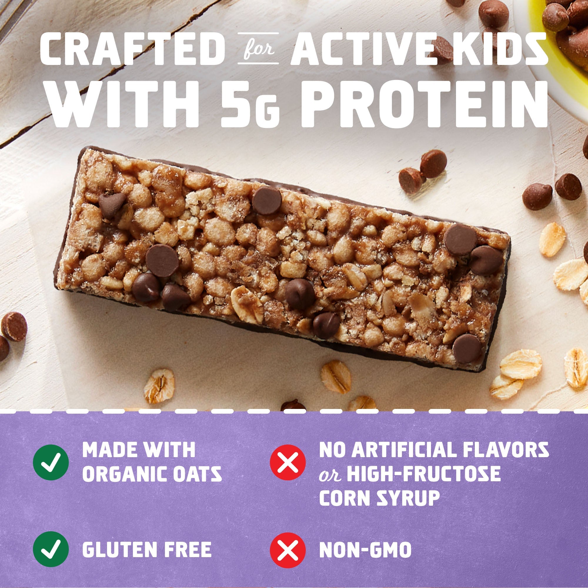 Protein Chocolate Chip Crispy Snack Bars, Gluten Free Protein Bars T7