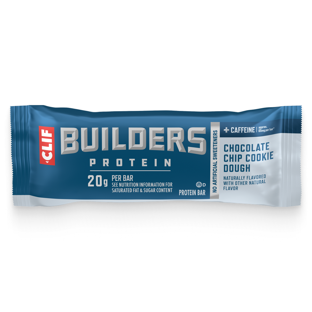 CLIF + Caffeine Chocolate Chip Cookie Dough Flavor Plant Based Protein Bars D1