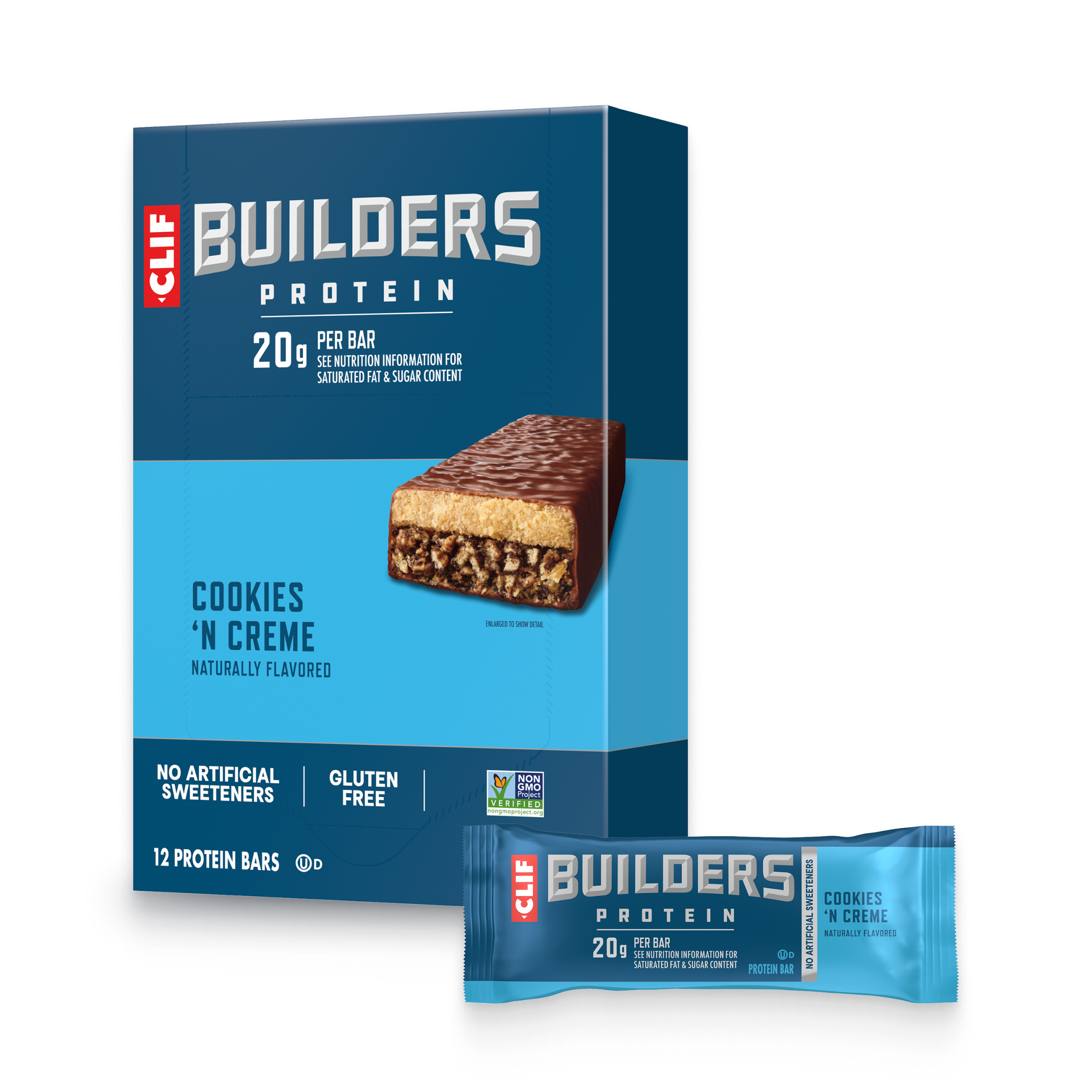 CLIF Cookies 'N Creme Flavor Plant Based Protein Bars A1