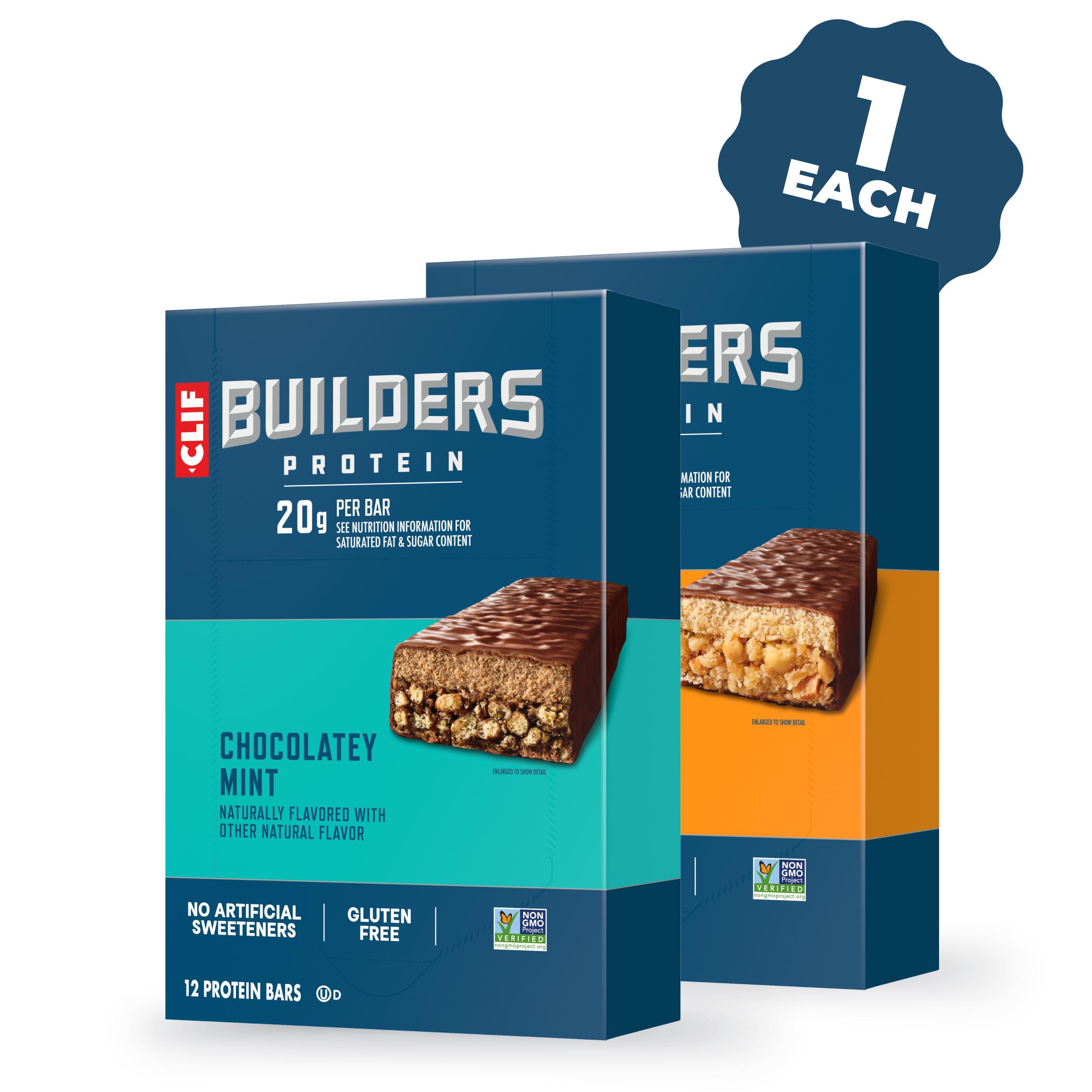 CLIF Chocolatey Mint and Chocolatey Peanut Butter Plant Based Protein Bars Variety Pack, 24 Bars T8