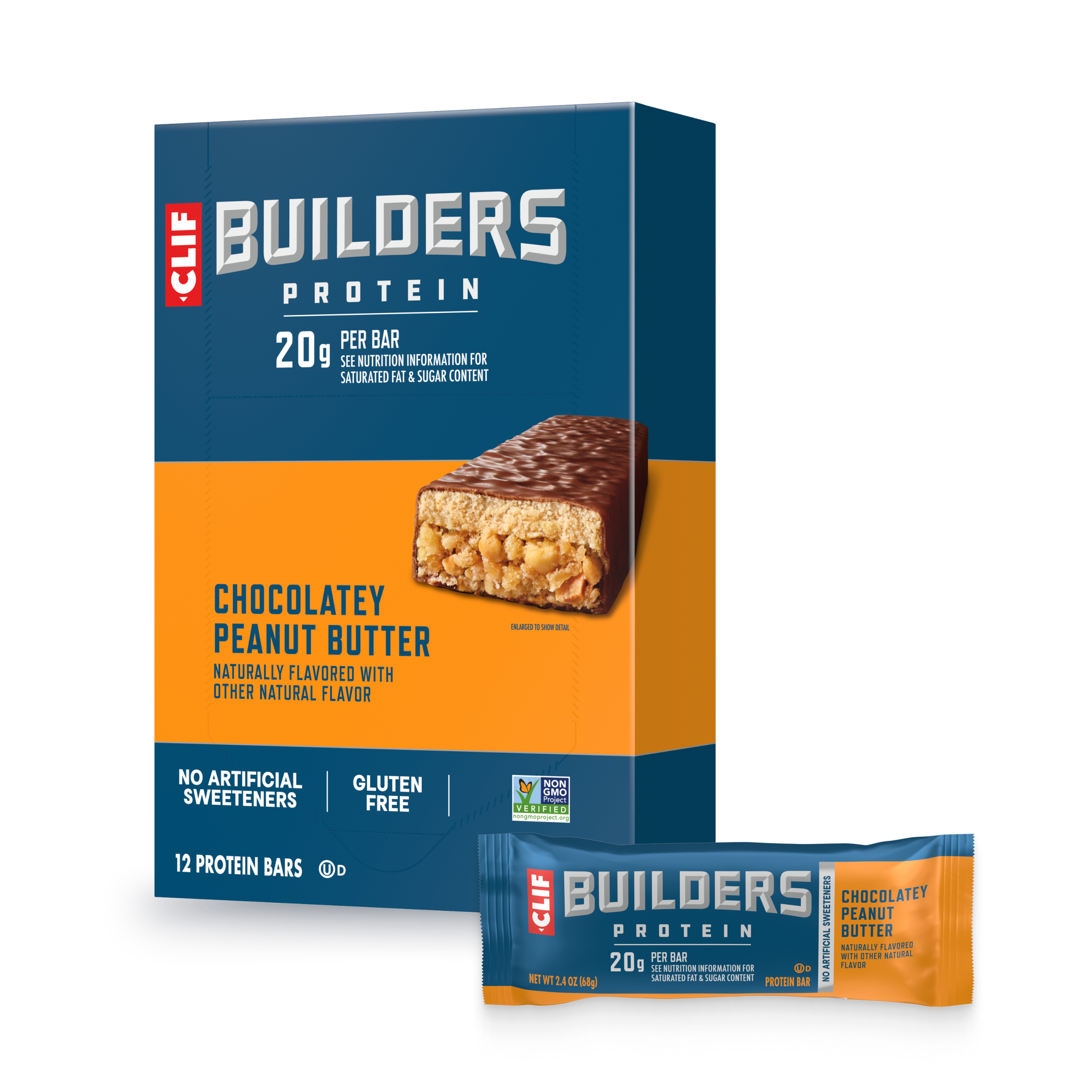 CLIF Chocolatey Peanut Butter Plant Based Protein Bars D3