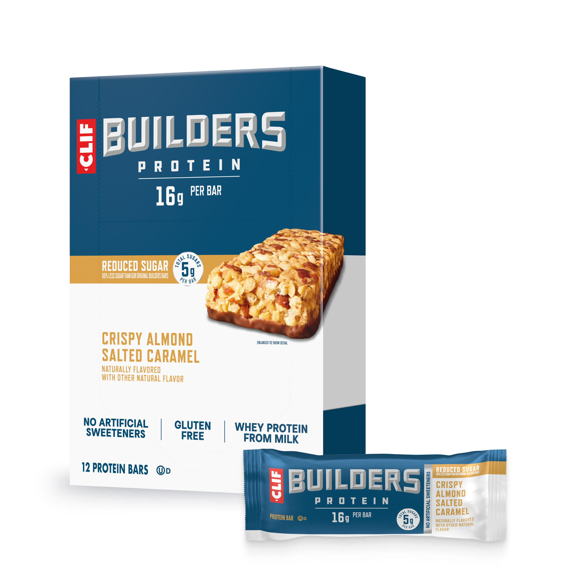 CLIF Crispy Almond Salted Caramel Protein Bar, Reduced Sugar R0