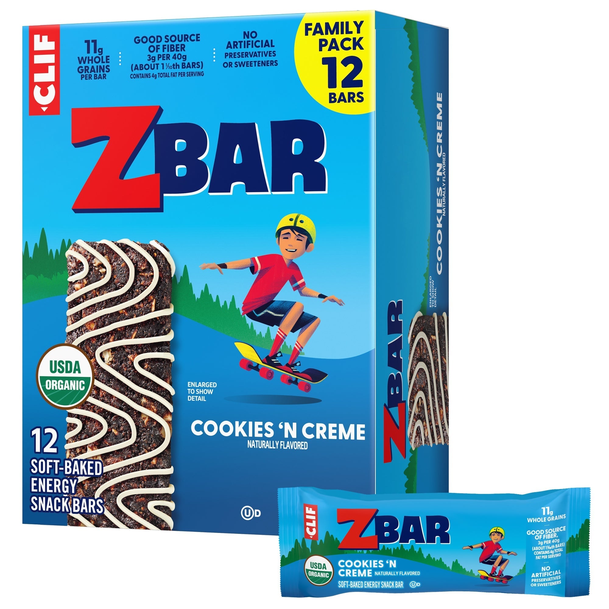 Cookies 'N Creme Flavor Soft-Baked Energy Snack Bar, Organic Granola Bar V8
