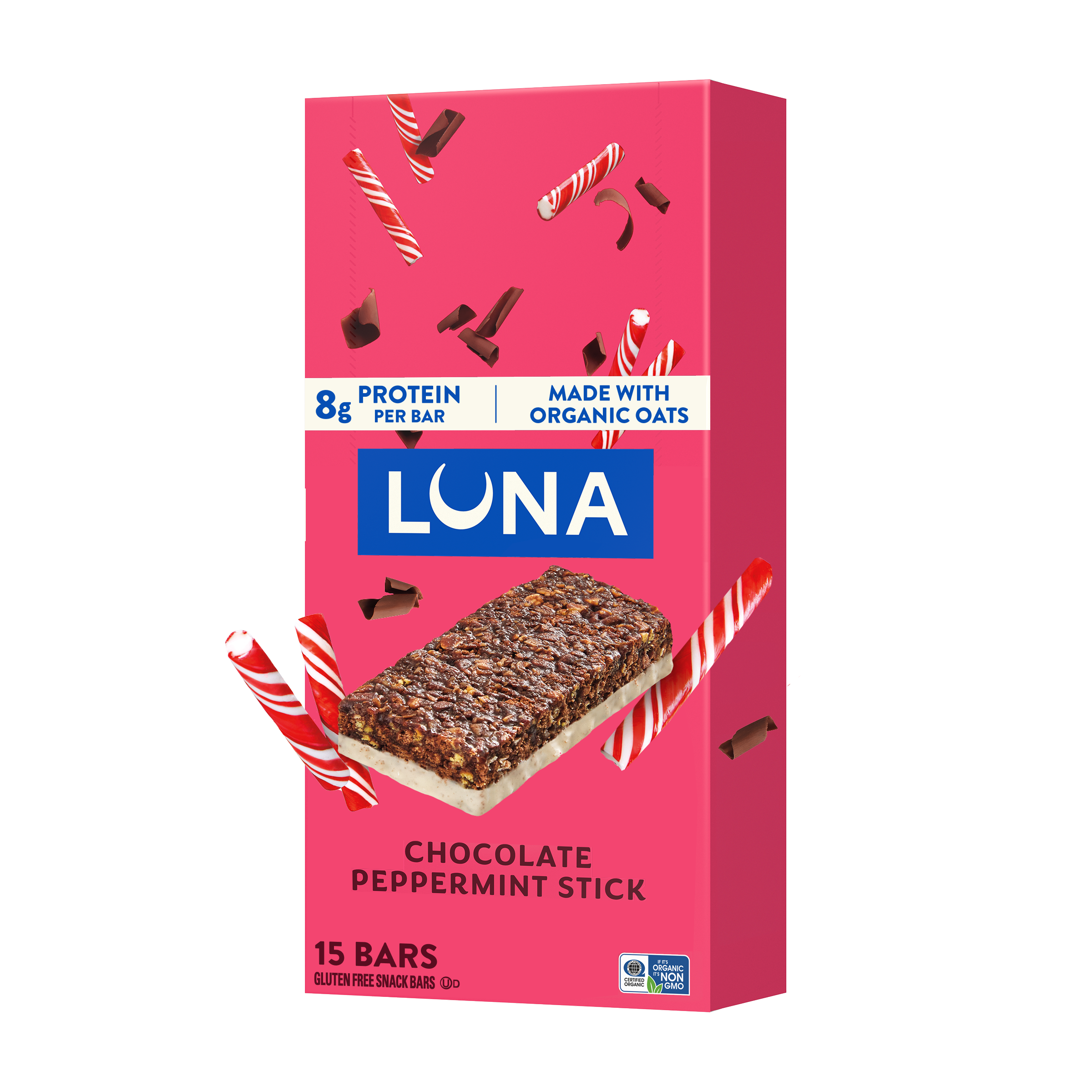 Bar Chocolate Peppermint Stick Flavor Gluten Free Snack Bars, Non-GMO Protein Bars U8