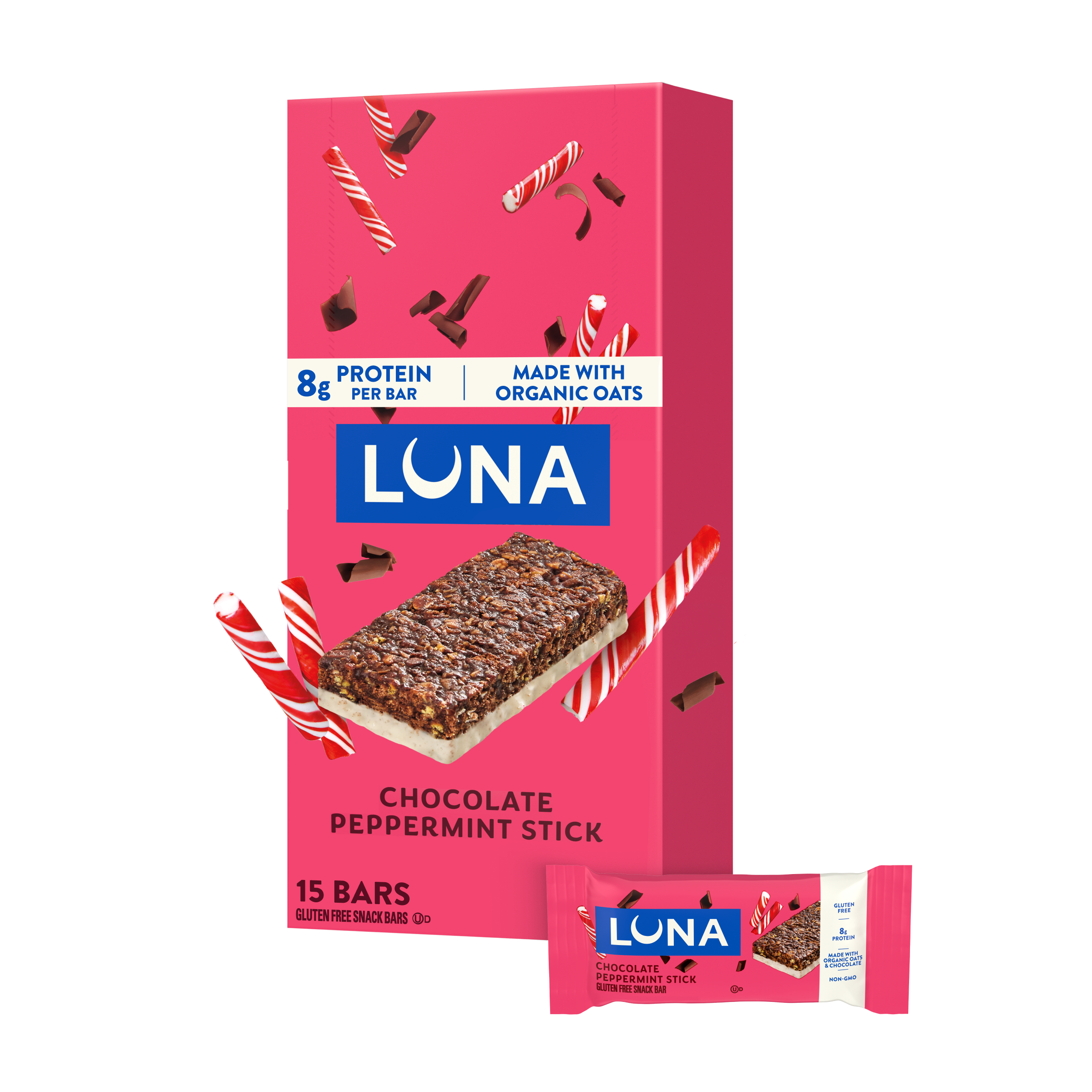 Bar Chocolate Peppermint Stick Flavor Gluten Free Snack Bars, Non-GMO Protein Bars U8