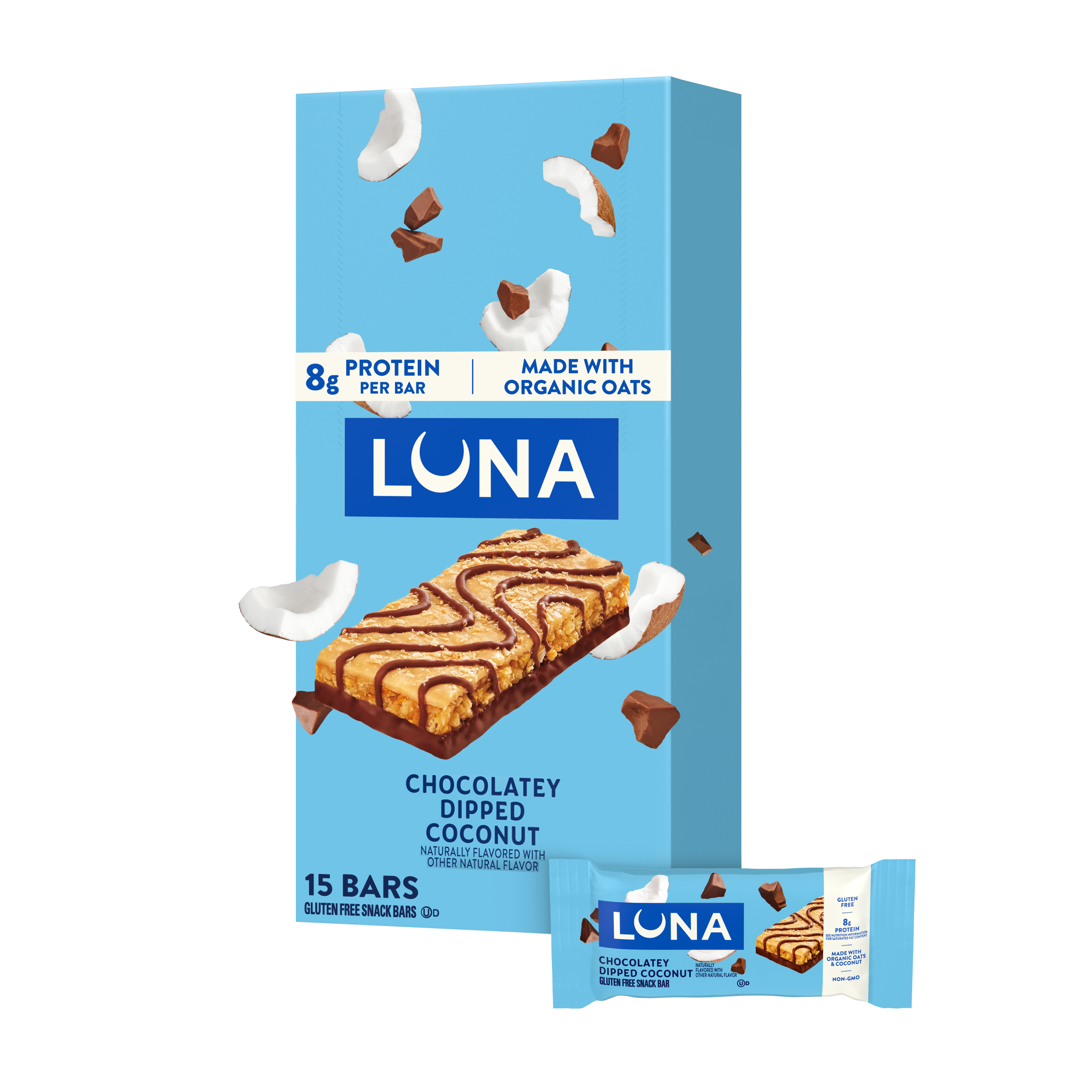 Bar Chocolatey Dipped Coconut Flavor Gluten Free Snack Bars, Non-GMO Protein Bars G2