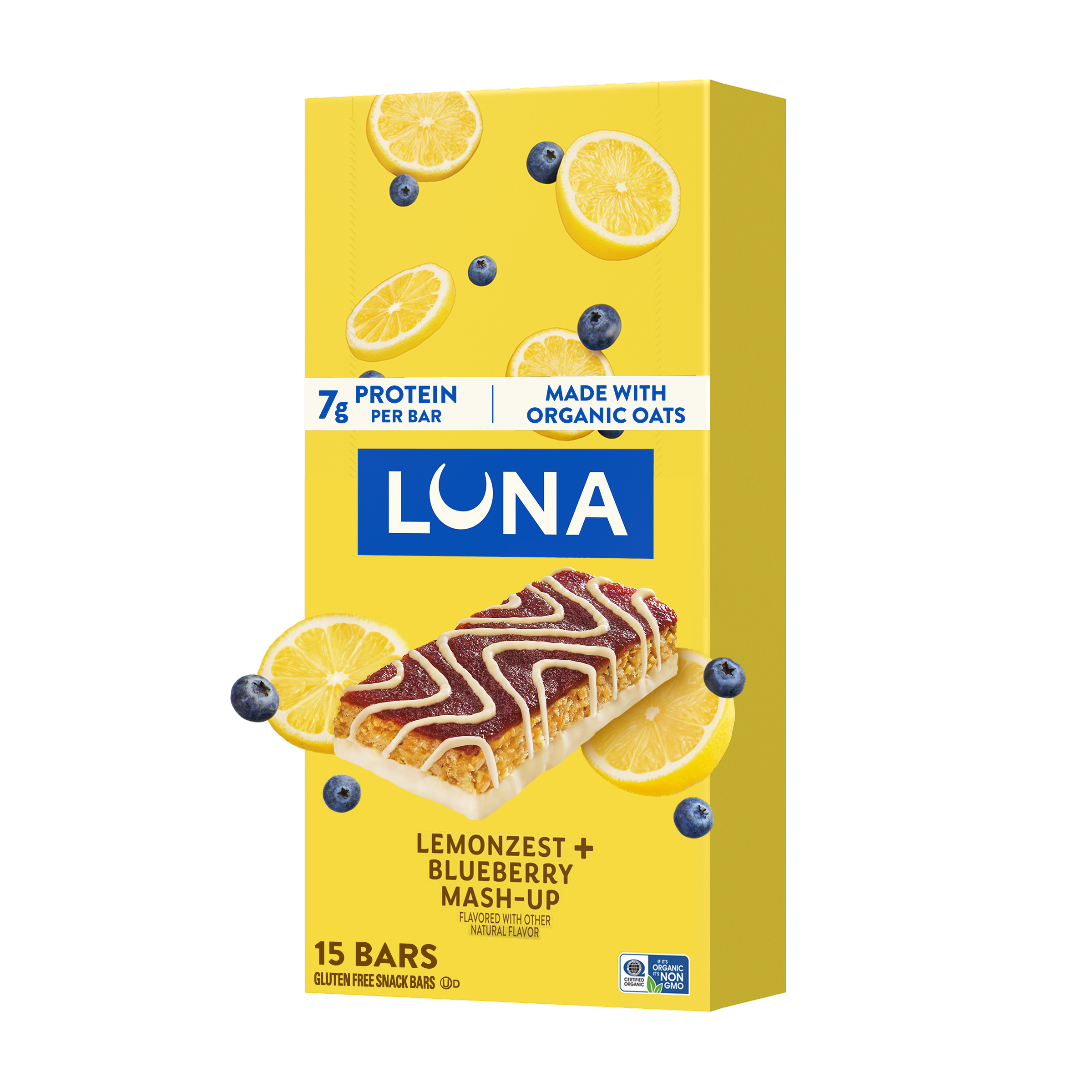 Bar Mash-Ups LemonZest + Blueberry Flavor Gluten Free Snack Bars, Non-GMO Protein Bars D8