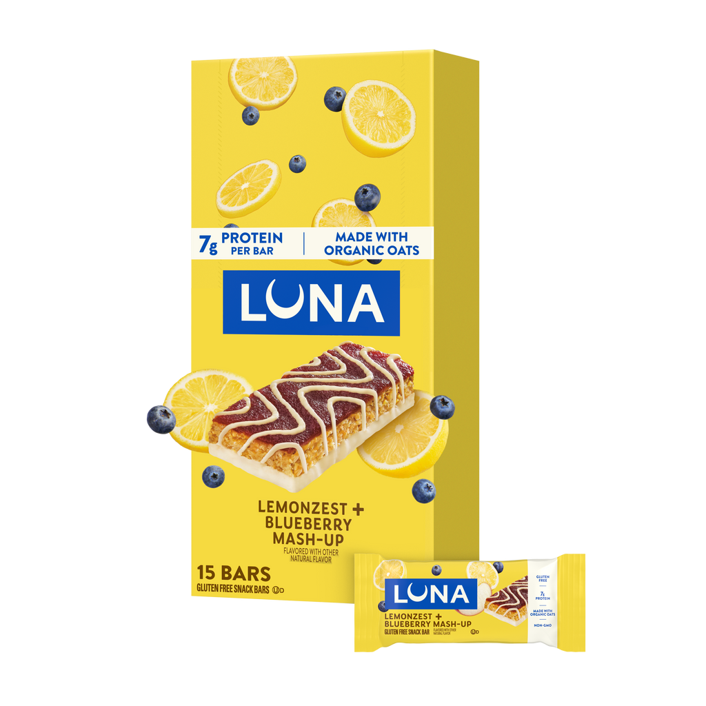 Bar Mash-Ups LemonZest + Blueberry Flavor Gluten Free Snack Bars, Non-GMO Protein Bars D8