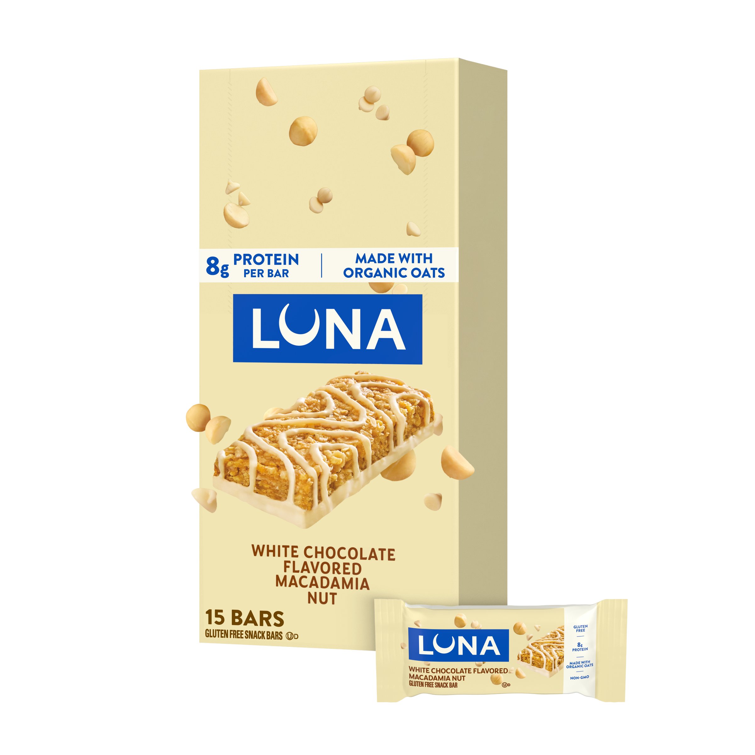 Bar White Chocolate Macadamia Flavor Gluten Free Snack Bar, Non-GMO Protein Bar Y4