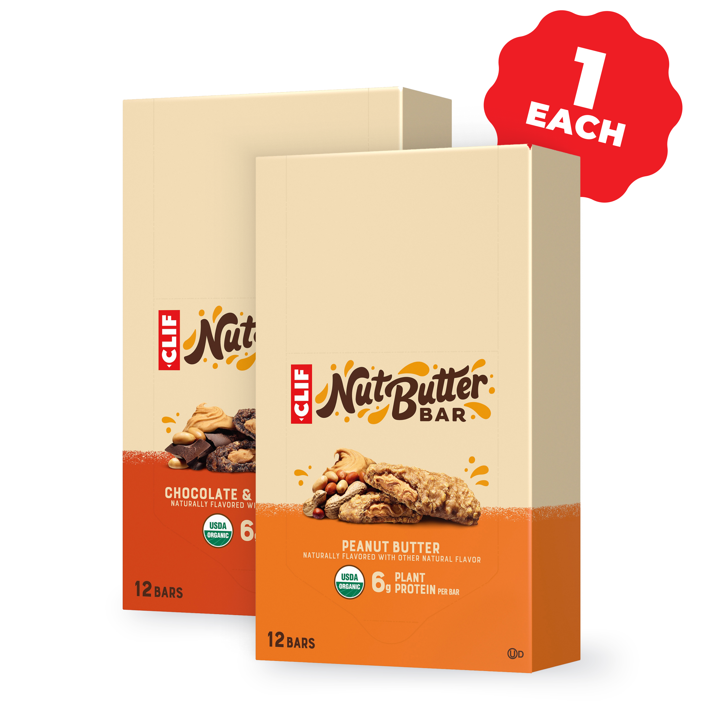 Nut Butter Bar Chocolate & Peanut Butter + Peanut Butter Variety Pack, 24 Bars C9